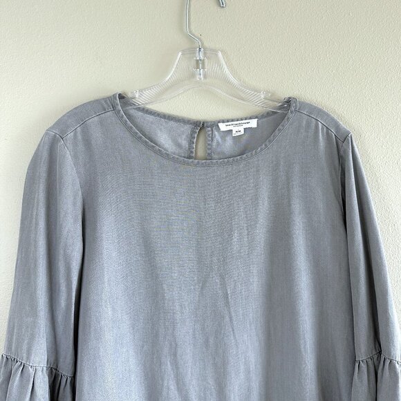 Beach Lunch Lounge Gray Lyocell Boho Ruffle Pullover Blouse Top - Picture 3 of 8